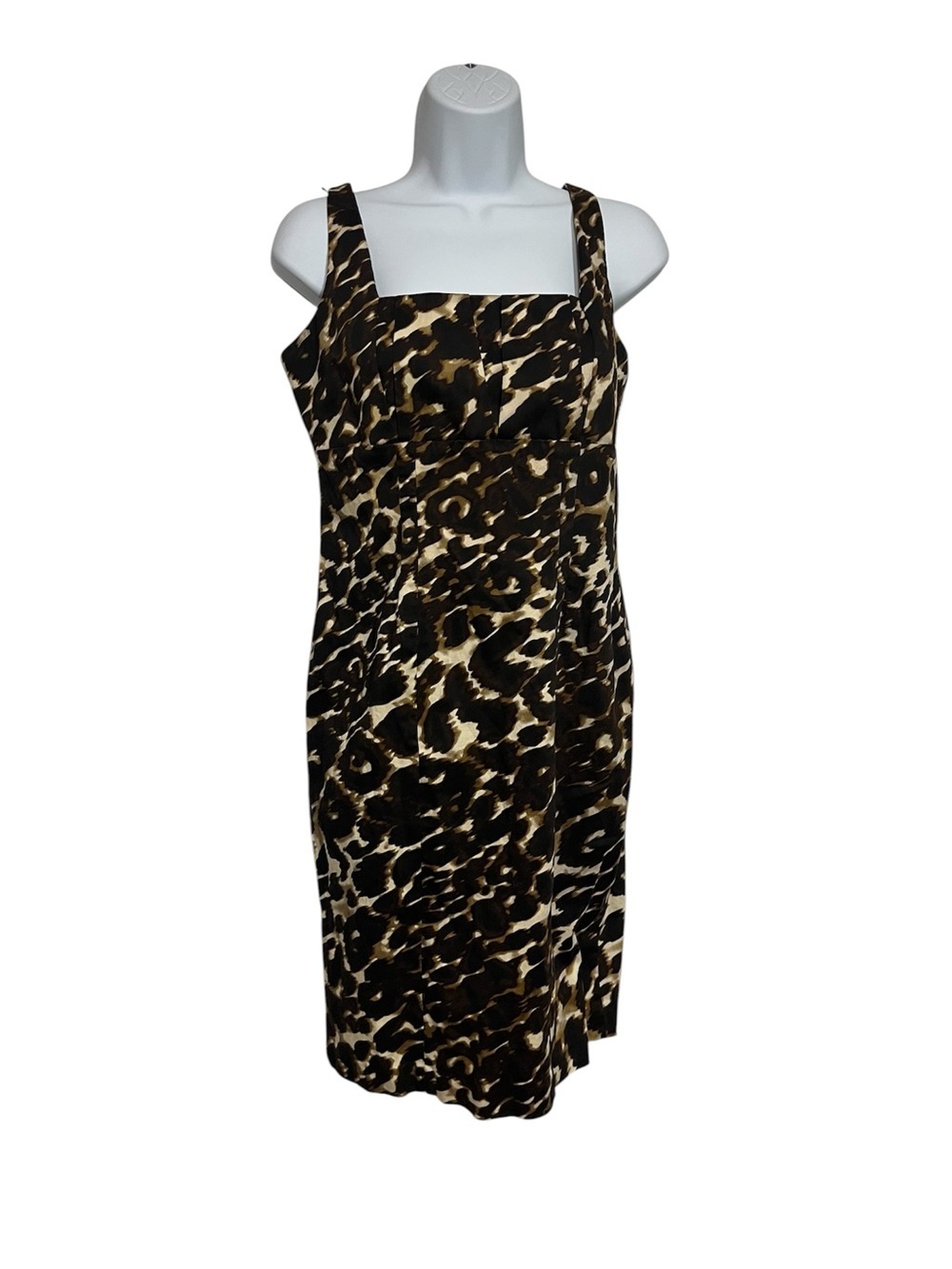 Calvin Klein Leopard Print Sleeveless Sheath Dress Size 4 Party Office Cocktail